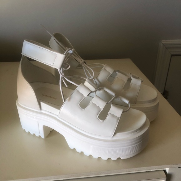 White Chunky Platform Sandals - Picture 2 of 4